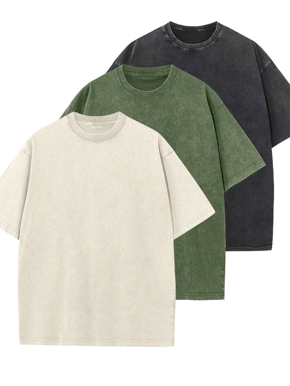 Essential Washed Crewneck Tee - Beige, Olive, Charcoal